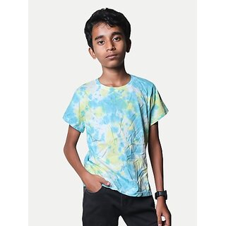                       Radprix Boys Tie & Dye Pure Cotton T Shirt (Green, Pack Of 1)                                              