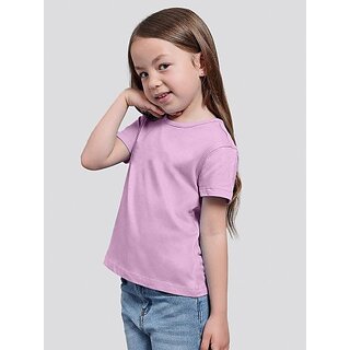                       Radprix Girls Solid Pure Cotton T Shirt (Purple, Pack Of 1)                                              