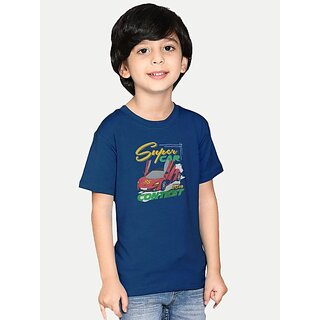                       Radprix Boys Printed Pure Cotton T Shirt (Dark Blue, Pack Of 1)                                              