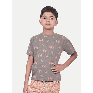                       Radprix Boys Graphic Print Pure Cotton T Shirt (Grey, Pack Of 1)                                              