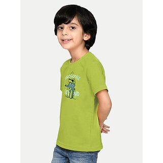                       Radprix Boys Printed Pure Cotton T Shirt (Light Green, Pack Of 1)                                              