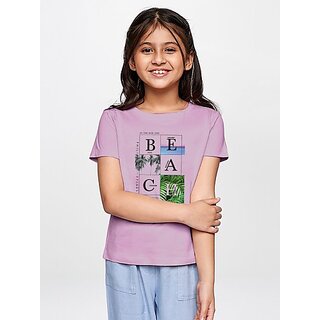                       Radprix Girls Typography, Graphic Print Pure Cotton T Shirt (Pink, Pack Of 1)                                              