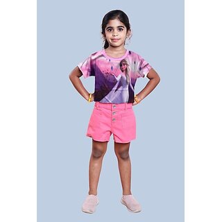                       Radprix Girls Printed Polyester T Shirt (Pink, Pack Of 1)                                              