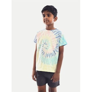                       Radprix Boys Tie & Dye Pure Cotton T Shirt (Multicolor, Pack Of 1)                                              