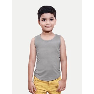                       Radprix Boys Solid Pure Cotton T Shirt (Grey, Pack Of 1)                                              