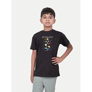                       Radprix Boys Typography, Graphic Print Pure Cotton T Shirt (Black, Pack Of 1)                                              