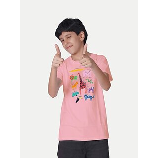                       Radprix Boys Graphic Print Pure Cotton T Shirt (Pink, Pack Of 1)                                              