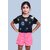 Radprix Girls Printed Polyester T Shirt (Black, Pack Of 1)