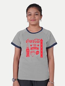 Radprix Girls Printed Pure Cotton T Shirt (Grey, Pack Of 1)