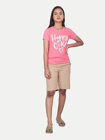 Radprix Girls Typography Pure Cotton T Shirt (Pink, Pack Of 1)