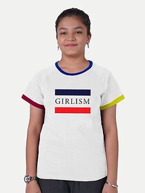 Radprix Girls Printed Polycotton T Shirt (White, Pack Of 1)