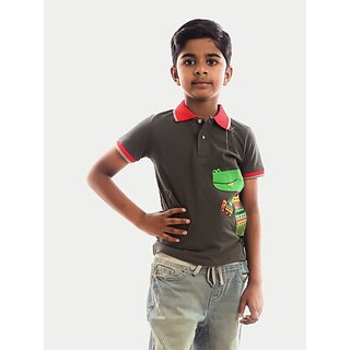                       Radprix Boys Graphic Print Pure Cotton T Shirt (Grey, Pack Of 1)                                              