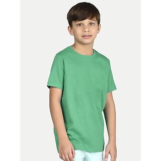                       Radprix Boys Solid Pure Cotton T Shirt (Green, Pack Of 1)                                              