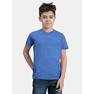                       Radprix Boys Solid Pure Cotton T Shirt (Blue, Pack Of 1)                                              