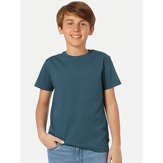                       Radprix Boys Solid Pure Cotton T Shirt (Blue, Pack Of 1)                                              