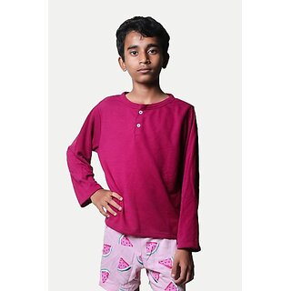                       Radprix Boys Solid Pure Cotton T Shirt (Pink, Pack Of 1)                                              