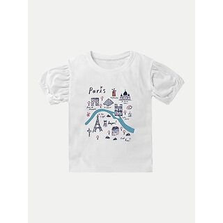                       Radprix Girls Typography, Printed Polycotton T Shirt (White, Pack Of 1)                                              