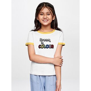                       Radprix Girls Printed Pure Cotton T Shirt (Multicolor, Pack Of 1)                                              
