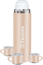 TP TROOPS Coffee Thermos Stainless Steel Vacuum Flask with 3 Steel Cup, 500ml/16.9oz Insulated Bottle