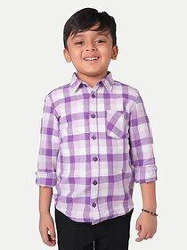 Radprix Boys Checkered Casual Purple Shirt