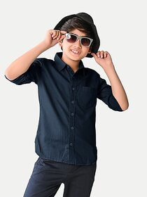 Radprix Boys Solid Casual Dark Blue Shirt