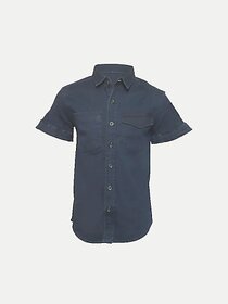 Radprix Boys Solid Casual Dark Blue Shirt