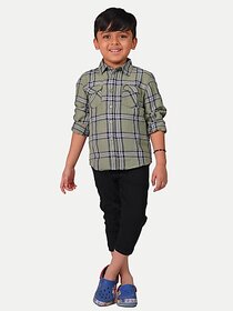 Radprix Boys Checkered Casual Green Shirt