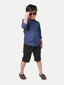 Radprix Boys Solid Casual Dark Blue Shirt