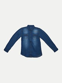 Radprix Boys Washed Casual Dark Blue Shirt