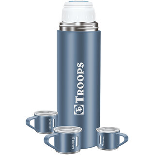                       TP TROOPS Coffee Thermos Stainless Steel Vacuum Flask with 3 Steel Cup, 500ml/16.9oz Insulated Bottle                                              