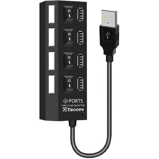 TP TROOPS 150Hb 4 Port USB Hub with Dedicated On/Off Switch, Led Indicators, 45Cm Cable Length