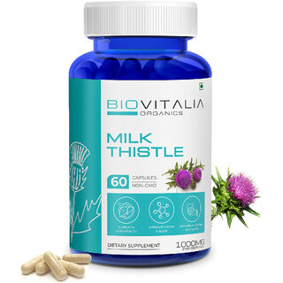                       Biovitalia Organics Premium Milk Thistle Capsules for Liver Health  Antioxidant Support - Silybum Marianum Extract.                                              