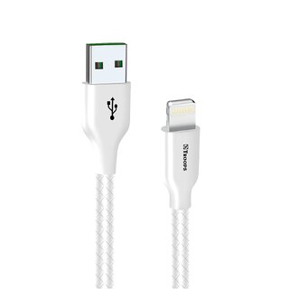                       TP TROOPS Unbreakable 2.5A Fast Charging Tough Braided lightning USB Data Cable - 1 Meter-White-TP-2284-White                                              