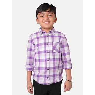                       Radprix Boys Checkered Casual Purple Shirt                                              