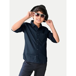 Radprix Boys Solid Casual Dark Blue Shirt
