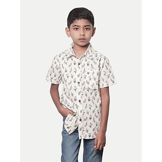 Radprix Boys Printed Casual White Shirt