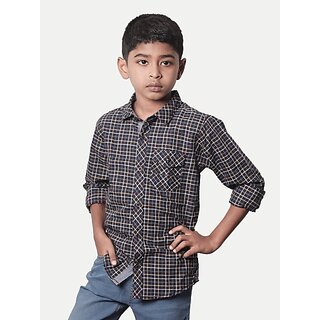                       Radprix Boys Checkered Casual Dark Blue Shirt                                              