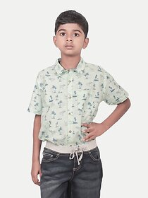 Radprix Boys Printed Casual Green Shirt