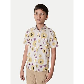                       Radprix Boys Printed Casual Yellow, Purple, White Shirt                                              