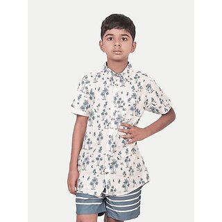                       Radprix Boys Printed Casual White Shirt                                              