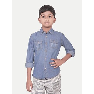                       Radprix Boys Solid Casual Blue Shirt                                              