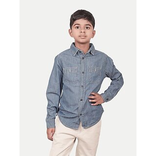                       Radprix Boys Solid Casual Blue Shirt                                              