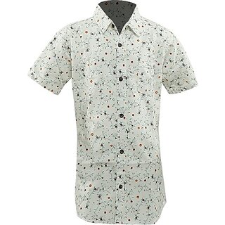                       Radprix Boys Printed Casual White Shirt                                              