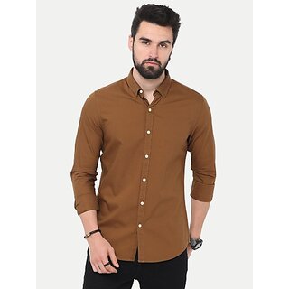                       Radprix Men Solid Casual Brown Shirt                                              