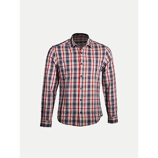                       Radprix Men Checkered Casual Red Shirt                                              