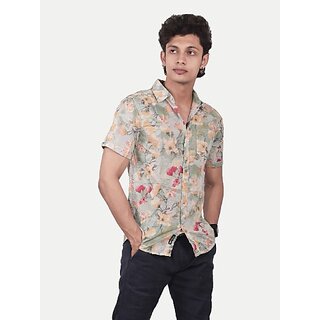                      Radprix Men Printed Casual Green Shirt                                              