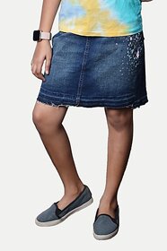 Radprix Self Design Girls Regular Dark Blue Skirt