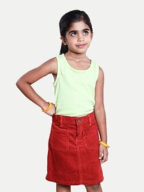 Radprix Solid Girls Straight Red Skirt