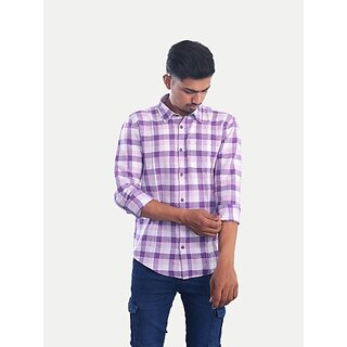                       Radprix Men Checkered Casual White, Purple, Pink Shirt                                              