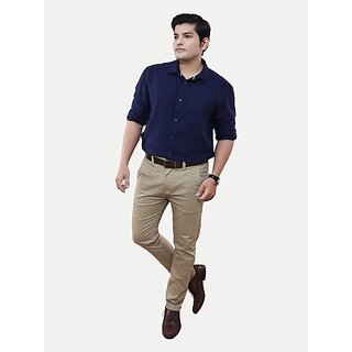                       Radprix Men Self Design Casual Dark Blue Shirt                                              